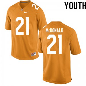 Youth Tennessee Volunteers Tamarion McDonald #21 Orange Football Jersey 112821-439