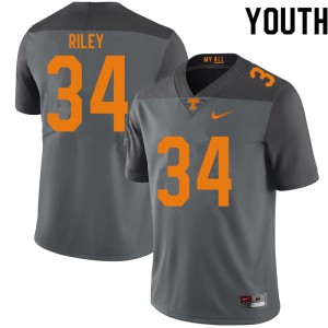 Youth Tennessee Volunteers Trel Riley #34 Gray Stitch Jersey 454145-634