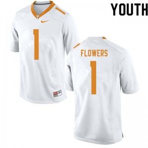 Youth Tennessee Volunteers Trevon Flowers #1 White NCAA Jerseys 592931-551