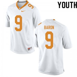 Youth Tennessee Volunteers Tyler Baron #9 White NCAA Jersey 534741-629