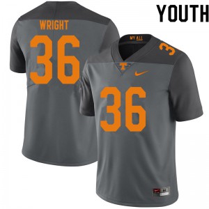 Youth Tennessee Volunteers William Wright #36 Stitch Gray Jerseys 576041-810