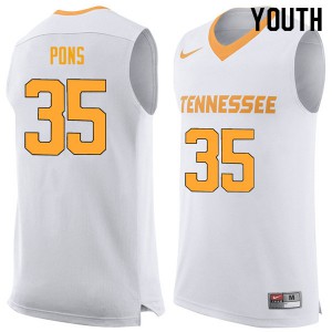 Youth Tennessee Volunteers Yves Pons #35 University White Jerseys 441637-581